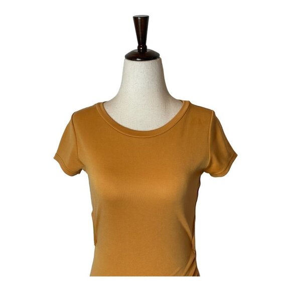 Lulus Orange Casual Allure Dark Mustard‎ Back Cutout Fitted Mini Dress XS - Picture 4 of 11